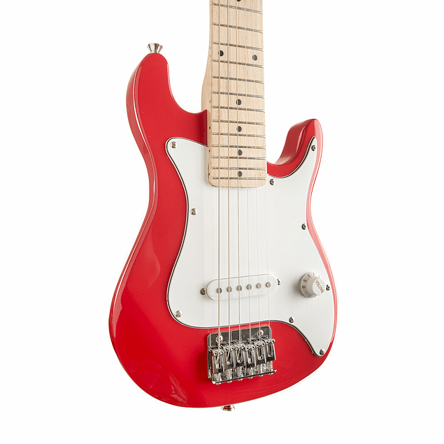 Verdadera guitarra eléctrica roja con amplificador de guitarra